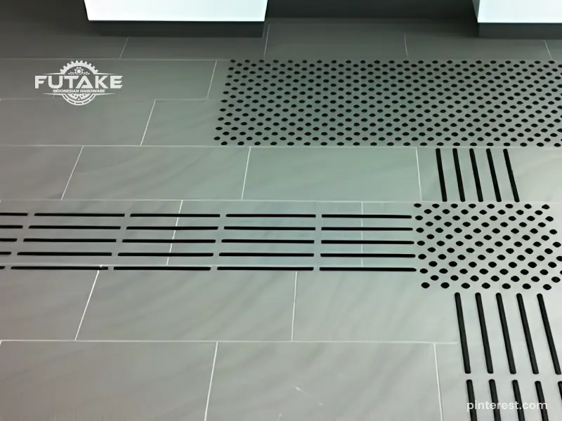 guiding block yang digunakan di area kantor dan di depan lift