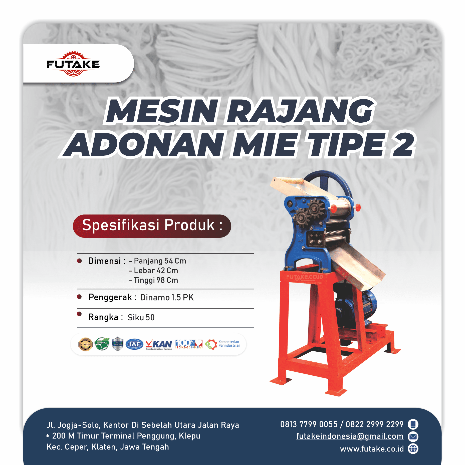 Jual Set Mesin Pembuat Mie untuk Cetak Mie
