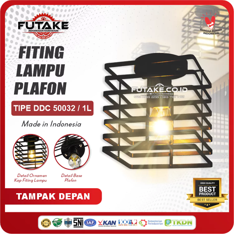 Lampu Gantung Vintage Kotak | Fiting Lampu Plafon Tipe DDC 50032/1L - Gambar 2