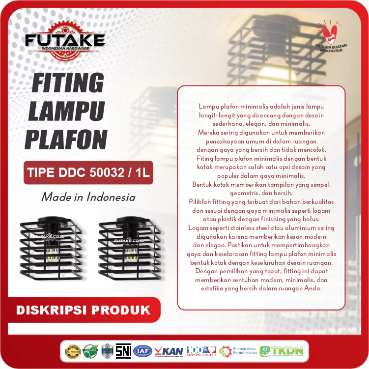 Lampu Gantung Vintage Kotak | Fiting Lampu Plafon Tipe DDC 50032/1L - Gambar 4
