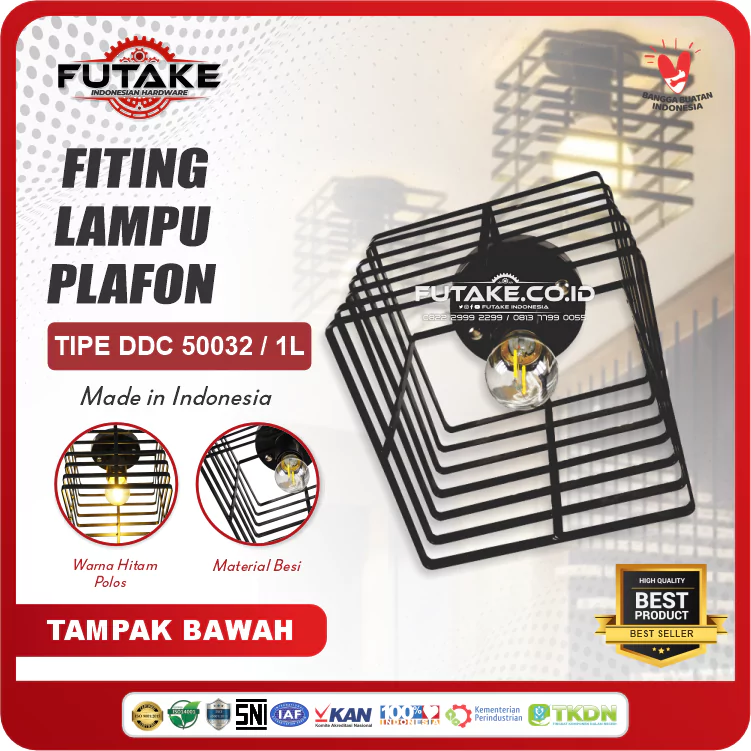 Lampu Gantung Vintage Kotak | Fiting Lampu Plafon Tipe DDC 50032/1L