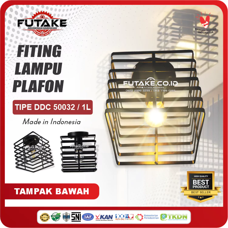Lampu Gantung Vintage Kotak | Fiting Lampu Plafon Tipe DDC 50032/1L - Gambar 3