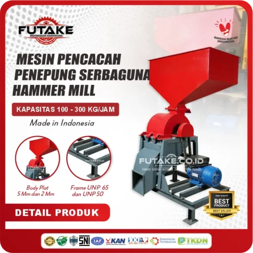 spesifikasi Mesin Hammer Mill Kapasitas 100-300 Kg Futake