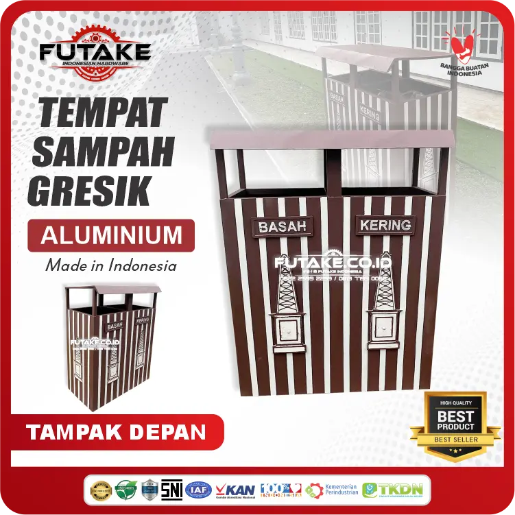 Tempat Sampah Aluminium 2 in 1 (Custom Gresik)