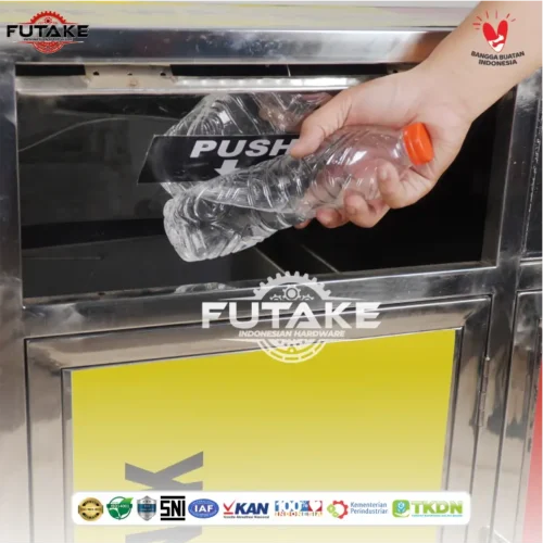 cara buang sampah ke tempat sampah stainless 3 in 1 indoor