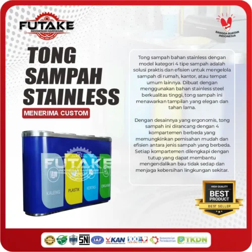 deskripsi Tempat Sampah Stainless 4 in 1