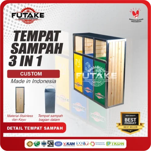detail tempat sampah 3 in 1 custom