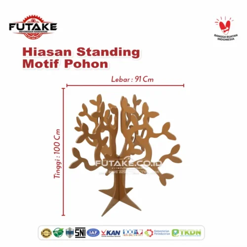 dimensi hiasan pohon kayu