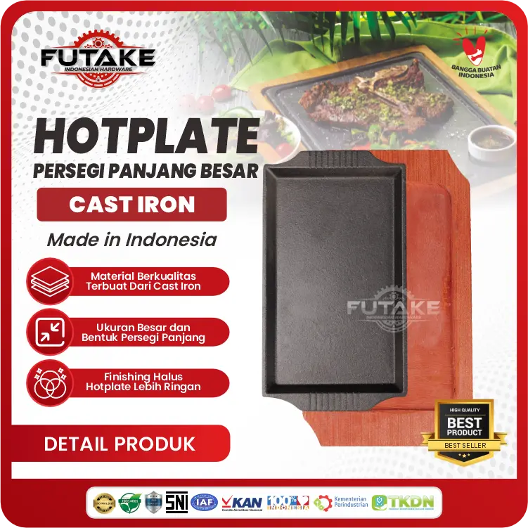 Hotplate Steak Persegi Panjang Besar 26 x 14,5 cm