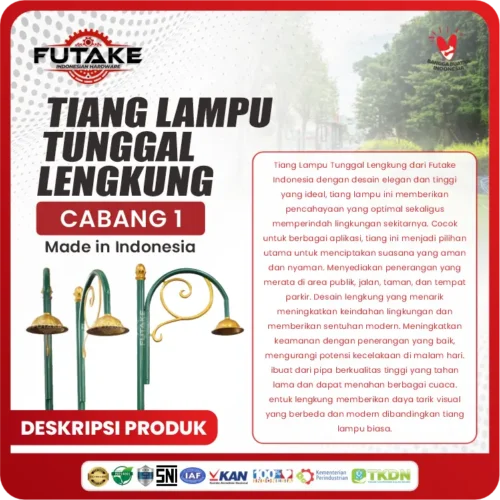 deskripsi Tiang Lampu Taman Tunggal 2,5 Meter