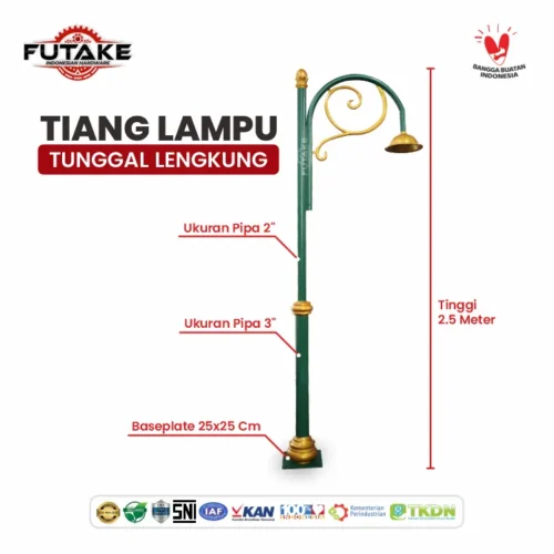 spesifikasi Tiang Lampu Taman Tunggal 2,5 Meter