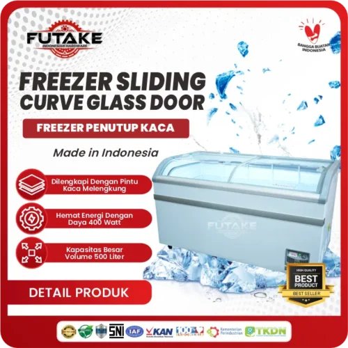 Freezer Sliding Curve Glass Door 500 Liter