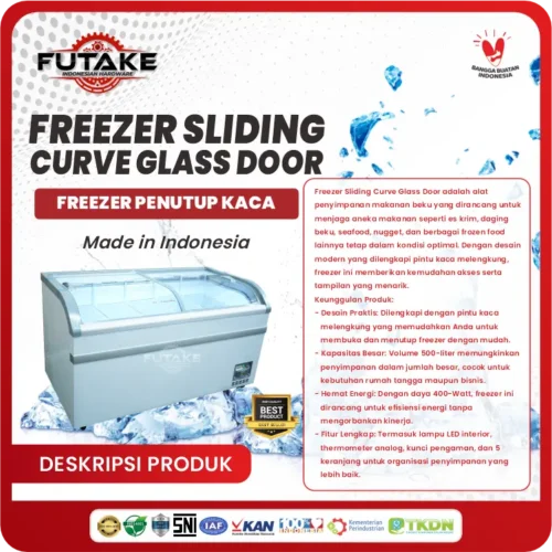 deskripsi Freezer Sliding Curve Glass Door 500 Liter