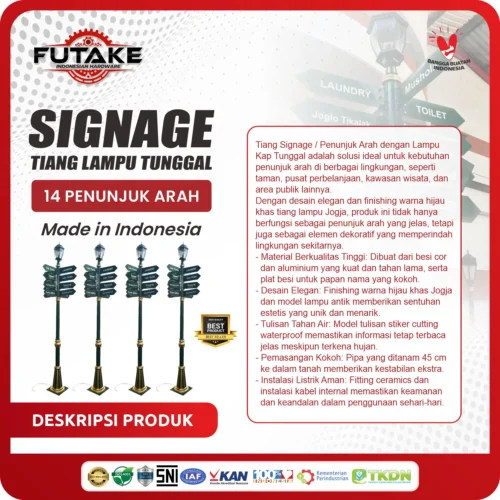 deskripsi Tiang Penunjuk Arah (Signage) 14 Cabang Arah 315 Cm