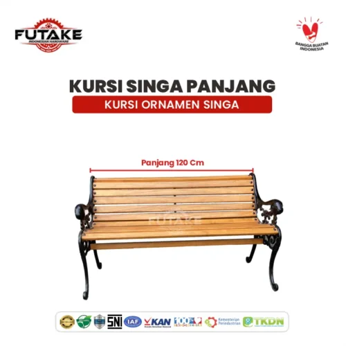 dimensi Kursi Taman Besi Cor 120 Cm (Set Kursi Meja Singa)
