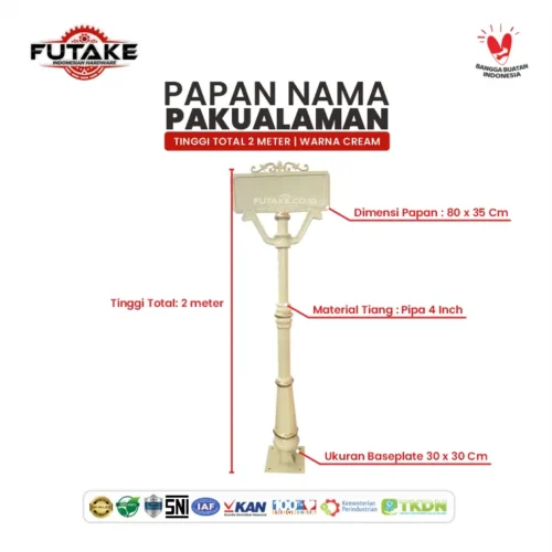 dimensi Tiang Papan Nama Pakualaman 2 Meter