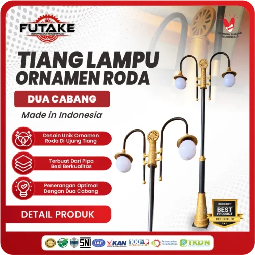 Tiang Lampu Taman Bangka Ornamen Roda