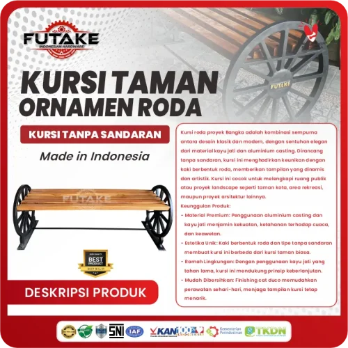 deskripsi Kursi Taman Bangka Tanpa Sandaran Ornamen Roda