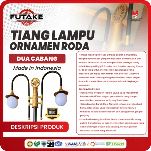 Tiang Lampu Taman Bangka Ornamen Roda