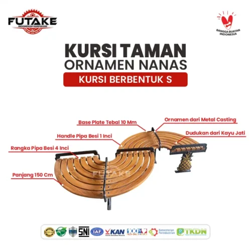 dimensi Kursi Taman Bangka Selatan Bentuk S