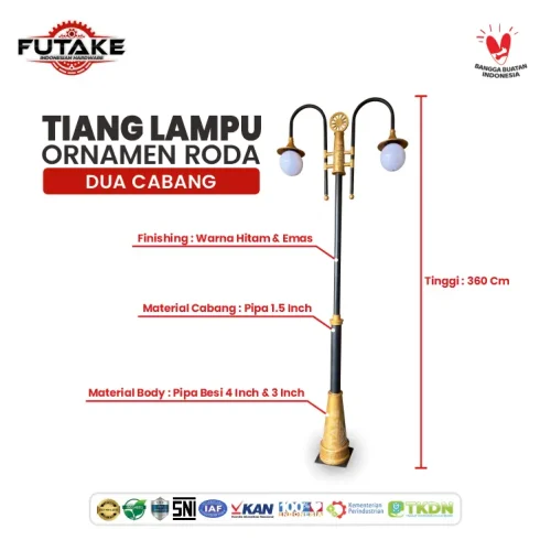 dimensi Tiang Lampu Taman Bangka Ornamen Roda