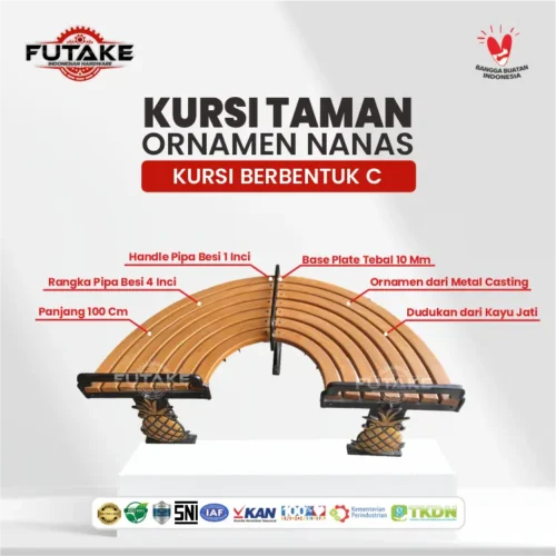 dimensi kursi taman bangka selatan bentuk C