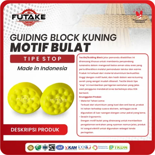 deskripsi Tactile Aluminium Dot Kuning moif bulat 25 MM