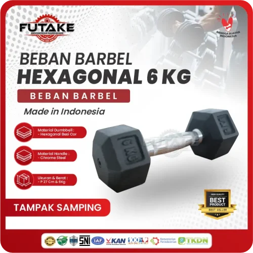 Dumbell Hexagonal 6 kg