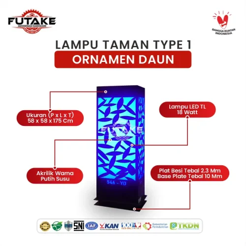 dimensi Lampu Taman Bangka Type 1