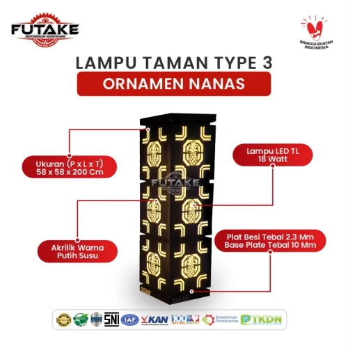 dimensi Lampu Taman Bangka Type 3