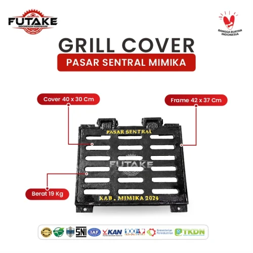 dimensi grill inlet pasar sentral mimika
