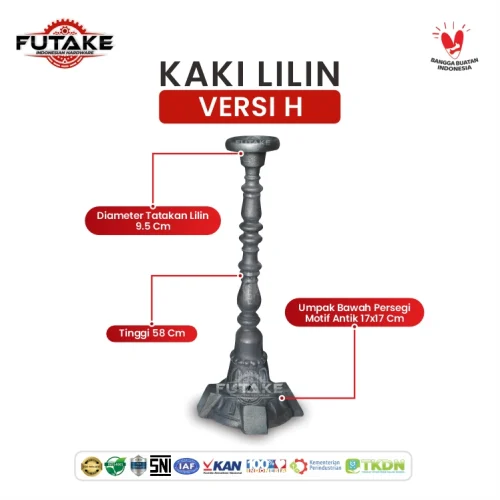 Tempat Lilin Custom dari Besi Cor versi H