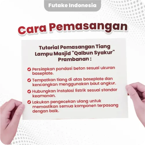 Cara Pemasangan Tiang Lampu Masjid Qalbun Syakur Prambanan