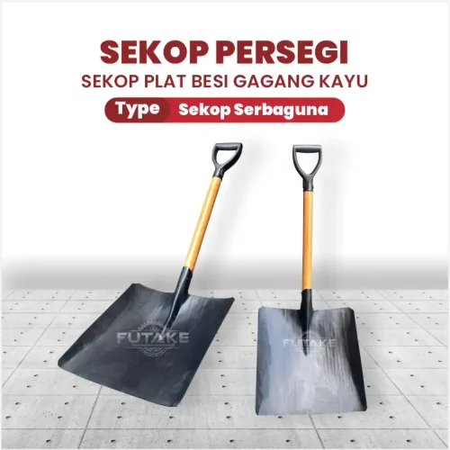 Sekop Persegi Gagang Kayu 40 x 40 cm