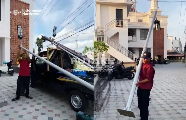 Tiang Lampu Solar untuk Masjid Qalbun Syakur