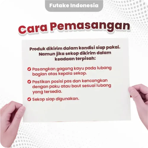 cara pemasangan Sekop Persegi Gagang Kayu 40 x 40 cm