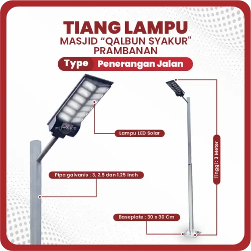 dimensi Tiang Lampu Masjid Qalbun Syakur Prambanan