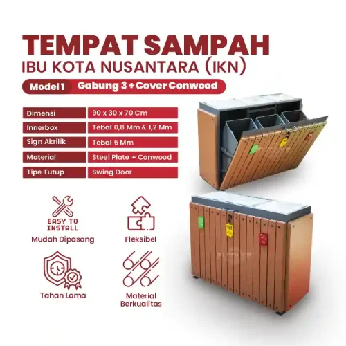 spesifikasi tempat sampah IKN 3 in 1 model 1