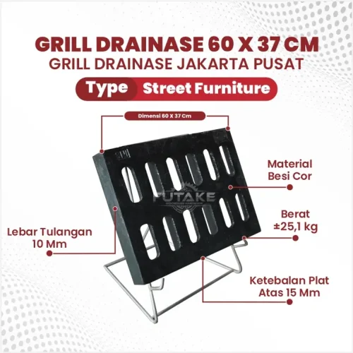 dimensi grill drainase jakarta pusat ukuran 60 x 37 cm