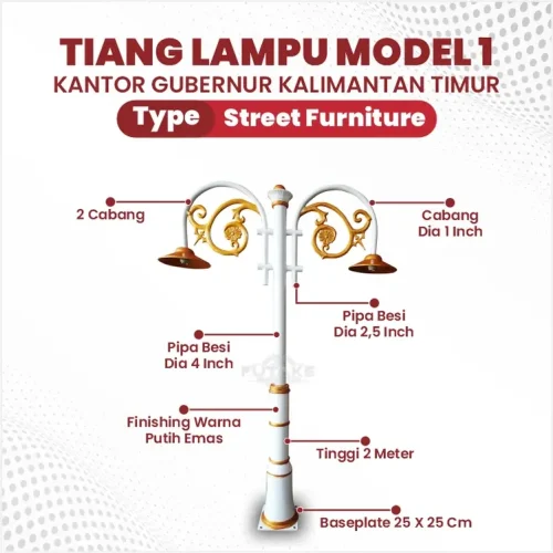dimensi tiang lampu kalimantan timur model 1