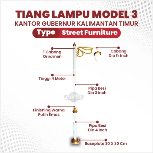 dimensi tiang lampu kalimantan timur model 3