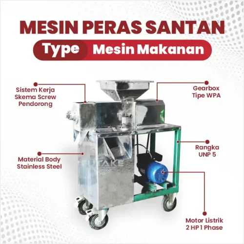 dimensi Mesin Peras Santan Kapasitas 100-500 Butir Kelapa