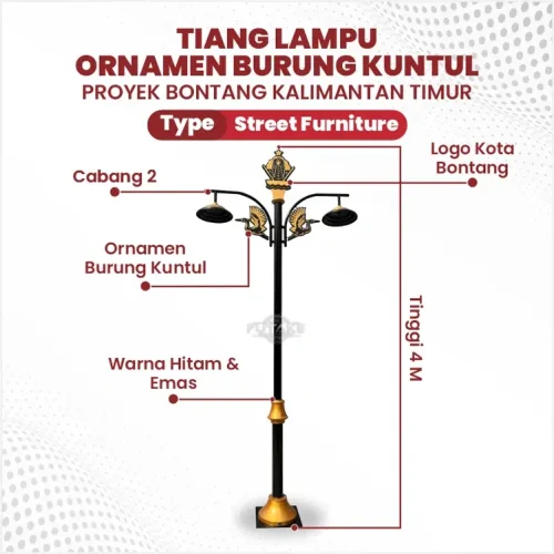 dimensi Tiang Lampu Taman Bontang 4 Meter