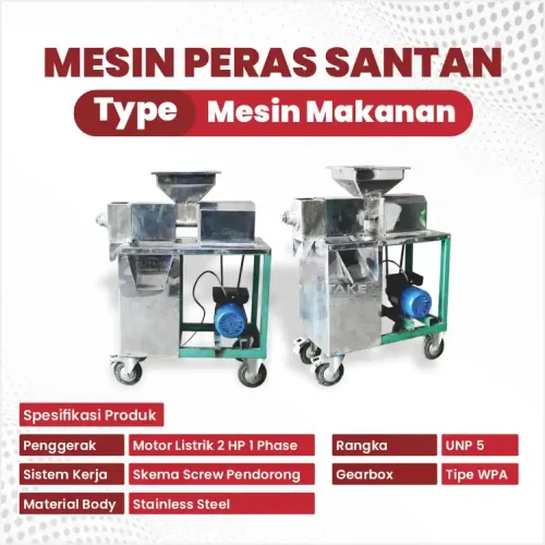 spesifikasi Mesin Peras Santan Kapasitas 100-500 Butir Kelapa