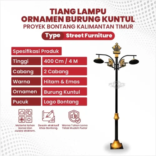 spesifikasi Tiang Lampu Taman Bontang 4 Meter