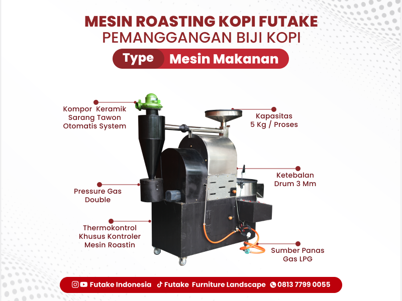 Mesin roasting kopi Futake untuk UMKM dan kedai kopi