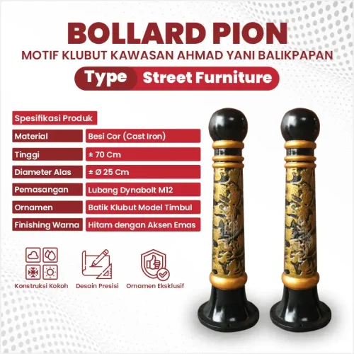 spesifikasi bollard pion balikpapan motif klubut