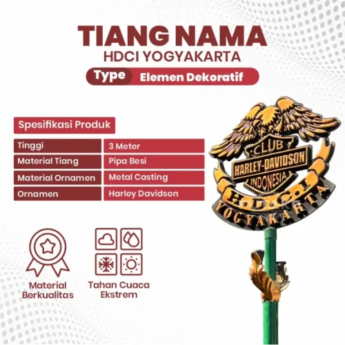 spesifikasi Tiang Nama Komunitas HDCI Yogyakarta