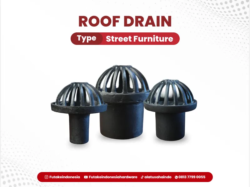 rangkaian roof drain besi cor yang ada di futake indonesia