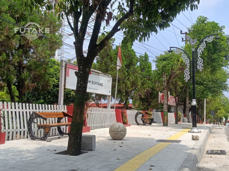 ruang pedestrian kota bontang untuk bersantai di hari lebaran